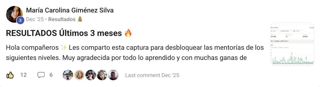 Panel de María Carolina Giménez con facturación bruta de 3.540,06 USD y 181 transacciones en 3 meses.